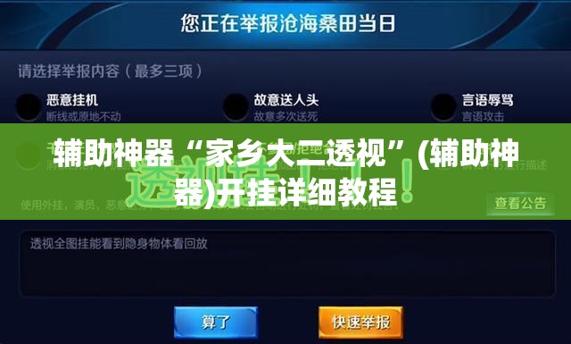 辅助神器“家乡大二透视”(辅助神器)开挂详细教程