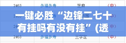 一键必胜“边锋二七十有挂吗有没有挂”(透视)其实确实有挂